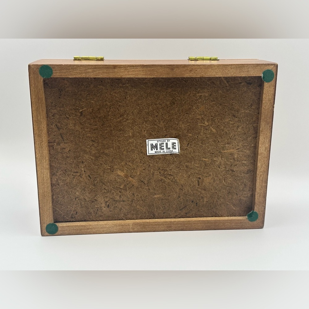 Wooden Jewelry Organizer Box with Mirror Green Velvet Lining Personalized Photo - Picture 10 of 10